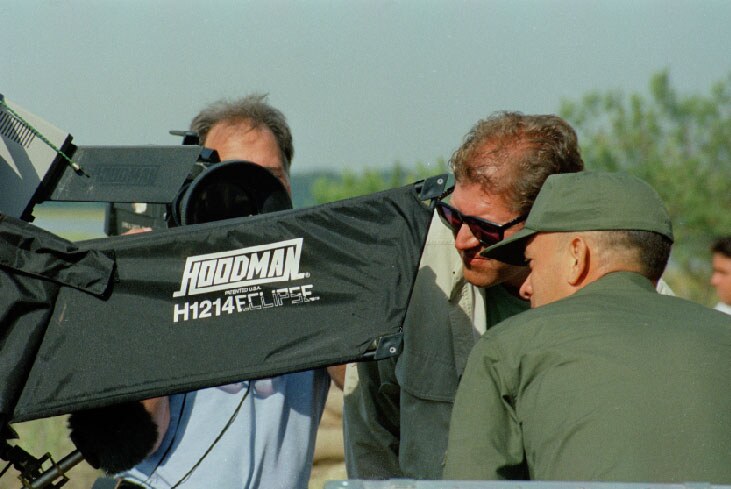 Instant replay: Tom Hanks and Robert Zemeckis review the latest take on a video monitor.