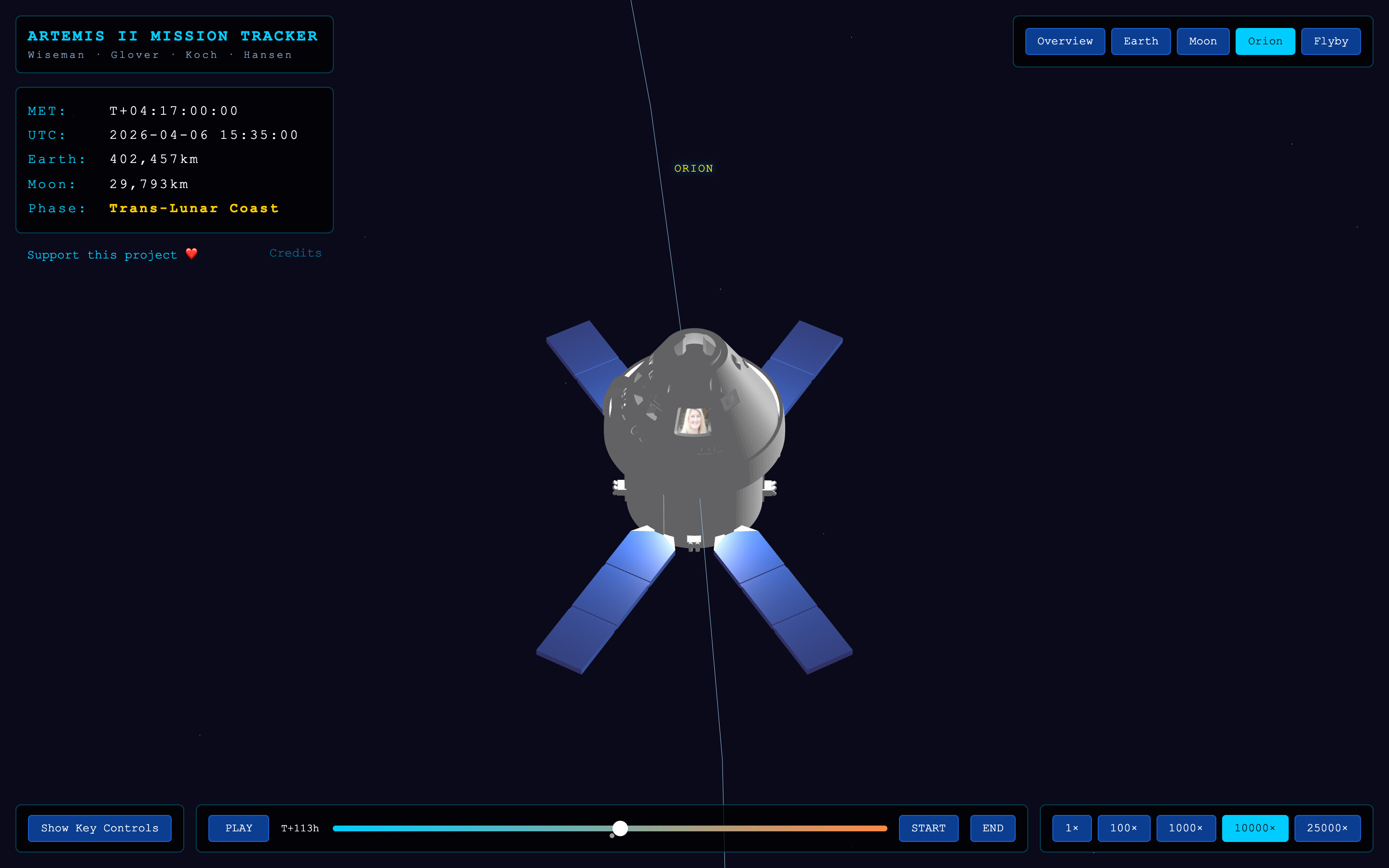 A close-up of Orion’s capsule, with a photo of a woman looking out of the window