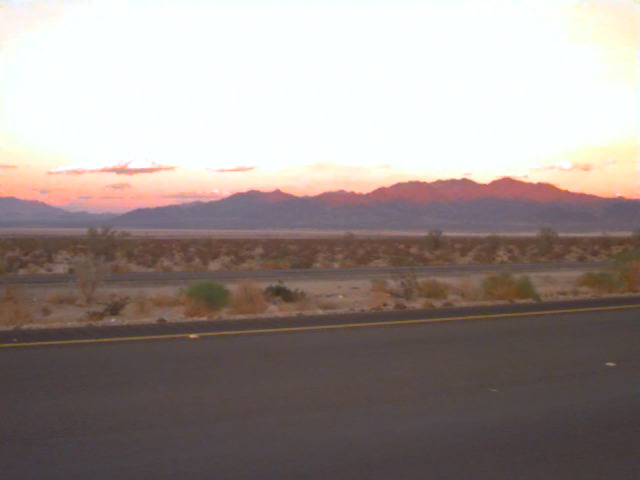 Mountains on the horizon at dusk