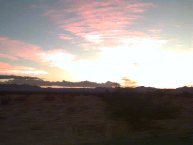 A pink desert sunset