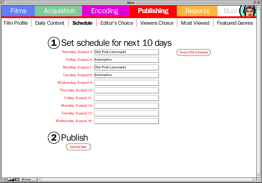 Set schedule